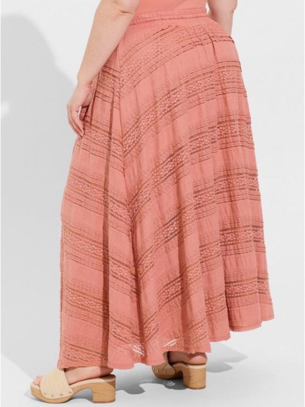 NWT Torrid Peach Boho Midi Skirt with Drawstring Waist - Picture 5 of 7